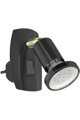 Eglo Parrini 31643 zwart met goudkleurige stekkerlamp