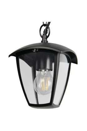 Trio Venta 363260132 zwart hanglamp voor buiten met vier transparante ruitjes