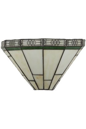 Searchlight New York 4417-18 halve schaalvormige wandlamp van groen met lichtbruin Tiffany