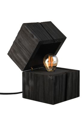 Trio Treasure 514110102 zwart houten tafellamp in de vorm van een open klapbaar kistje