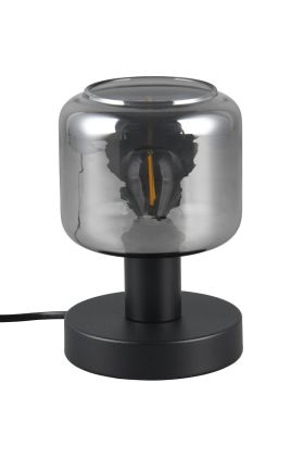 Trio Mataro 564100132 zwarte tafellamp met ronde verchroomd glazen kap