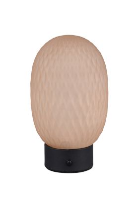 Trio Facette 564210113 amber ovaal glazen oplaadbare tafellamp met honingraat structuur