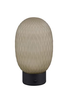 Trio Facette 564210115 groen ovaal glazen oplaadbare tafellamp met honingraat structuur