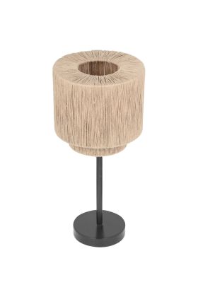 Trio Smilla 566800136 zwarte tafellamp met kap van jute touwen