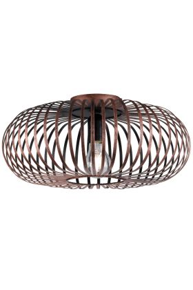 Trio Johann 606900162 antiek koperkleurige plafondlamp van metaal strookjes en naar beneden gericht E27 peertje