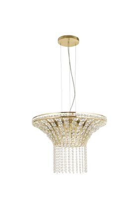 Searchlight Gemma 68511-8SB messing hanglamp met kristal