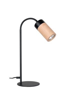 Britop Annick 7419104 zwart metalen tafellamp met geolied eikenhout