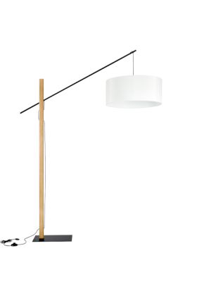 Britop Cecile 75011904 eikenhouten vloerlamp met kap van wit textiel