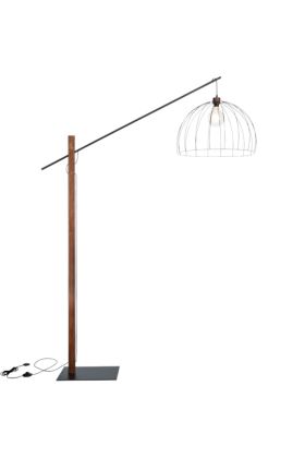 Britop Mandarine 75033904 zwarte vloerlamp met walnoot kleurig beukenhout
