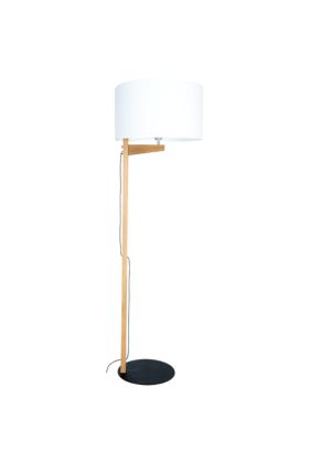 Britop Alina 751021904 eikenhouten vloerlamp met witte kap