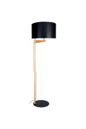 Britop Alina 751041904 eikenhouten vloerlamp met zwarte kap