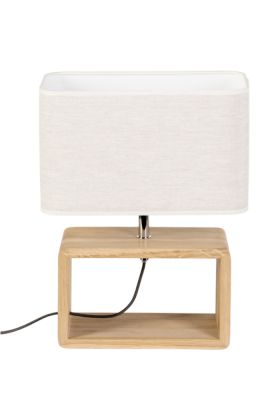 Britop Boho 77291174 eikenhouten tafellamp met linnen kap