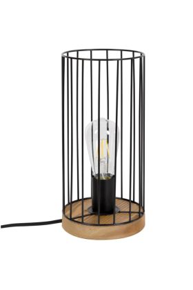 Britop Timeo 796049174 zwarte tafellamp met eikenhout