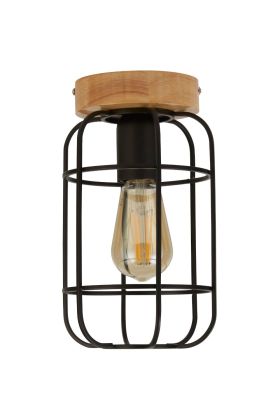 Searchlight Vision 81952-1BK zwarte plafondlamp met hout