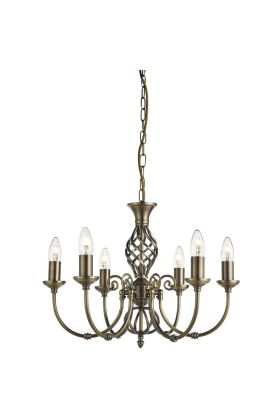 Searchlight Zanzibar klassiek bronzen kroonluchter met zes armen een kaarslampen
