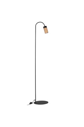 Britop Annick 8419104 zwarte vloerlamp met eikenhouten kapje