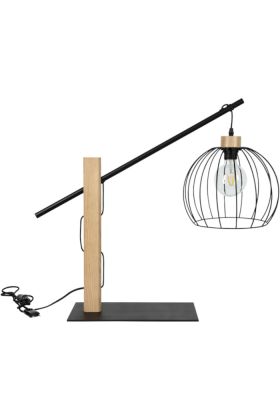 Britop Mandarine 85014904 zwarte tafellamp met eikenhout