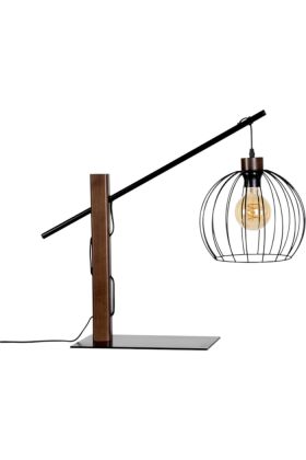 Britop Mandarine 85034904 zwarte tafellamp met walnoot kleurig beukenhout