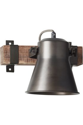 Brilliant Decca 85810/46 houten balkje met twee klemmen en burned steel spot.