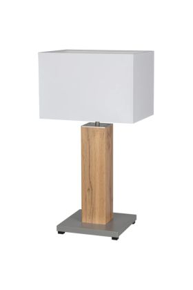 Britop Milano 860219187 eikenhouten tafellamp met witte kap 