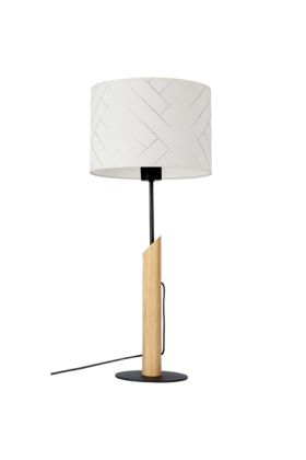 Britop Punto 862499104 eikenhouten tafellamp met witte kap