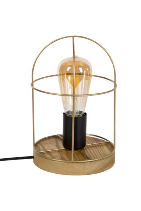 Britop Netuno 88159151 zwart met goud tafellamp met grenenhout