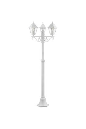 Brilliant Nissie 90995A05 klassieke mat witte lantaarnpaal met drie kappen vier transparante ruitjes per kap