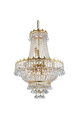 Searchlight Versailles goudkleurige kristallen zakkroonluchter met een diameter van 55cm