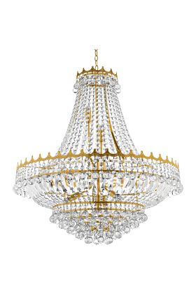 Searchlight Versailles goudkleurige kristallen zakkroonluchter met een diameter van 80cm