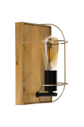 Britop Netuno 92011151 zwart met goud wandlamp met grenenhout