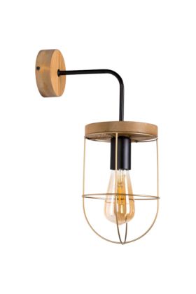 Britop Netuno 9201517104 grenen wandlamp met zwart en goud metaal