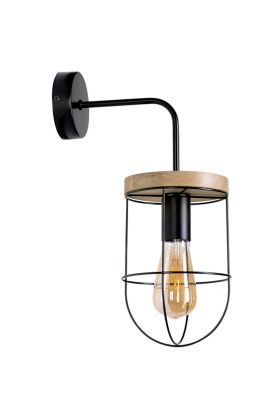 Britop Netuno 920451104 industriele wandlamp met eikenhout