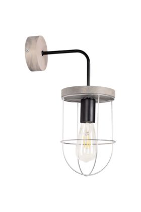 Britop Netuno 9207517157 zwart met zilverkleurige wandlamp met grijs grenen