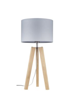 Britop Lotta 94302074 eiken tafellamp met grijze kap