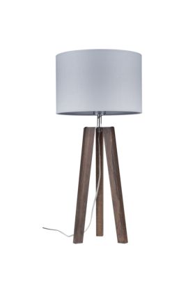 Britop Lotta 94302076 walnoot tafellamp met grijze kap