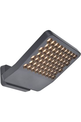 Lutec Atlantis antraciet grijze schijnwerper van 22,4 cm diep en 20,1 cm breed met honingraat structuur voor de LED unit