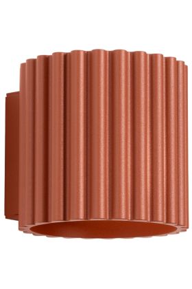 Sollux Aura beige geribbeld cilindervormige wandlamp van 10 cm in hoogte met een G9 lampje erin