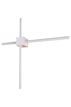 Brandende Trio Cassino witte wandlamp met een doorsnede van 67,5 cm bestaande uit een vierkant wandblokje met een 360 graden draaibare stang naar elke zijde met een LED strip