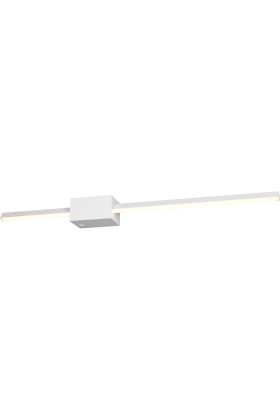 Brandende Trio Cassino witte wandlamp met een lengte van 70,5 cm bestaande uit een rechthoekig wandblokje met een 360 graden draaibare stang met een LED strip