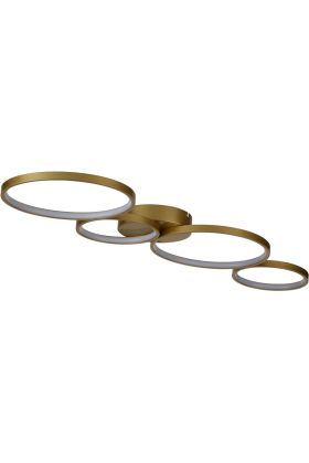 Searchlight Cirque 25772-4BK plafondlamp met zwarte plafondplaat en vier ringen met LED aan de binnenzijde