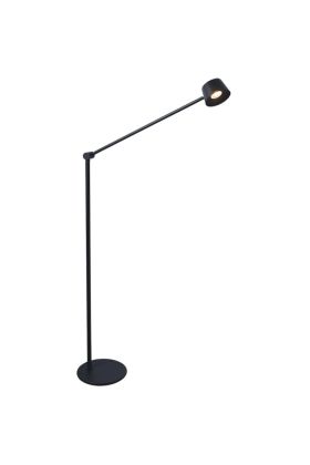 Freelight Cugino zwarte vloerlamp van 150cm hoog met scharnierende arm en spot met geintegreerde LED en touchdimmer