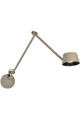 Freelight Cugino olijf groene wandspot met een scharnierende arm met een uitval van 98cm en spot met geintegreerde LED en touchdimmer