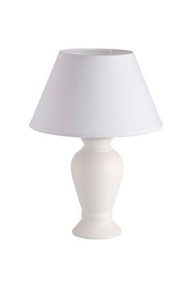Brilliant Donna 92724/05 witte tafellamp met voet van keramiek en wit kegelvormige kap van textiel