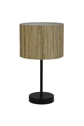 Searchlight Meadow EU49712BK tafellamp met zwarte lampvoet en ronde kap van gras