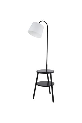 Vloerlamp Ridge 74730BK zwarte vloerlamp met zwart bijzettafeltje als voet
