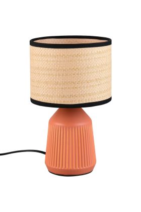 Casalum Formentera tafellamp van 43 cm hoog met groene voet van keramiek en ronde kap met een diameter van 28 cm van papiergaren