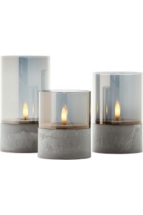 Theelichten 3st Bougie rookglas 15cm