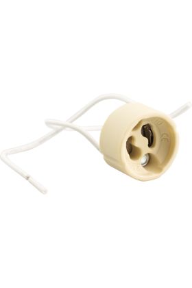 Porseleinen fitting voor GU10 lampen met twee 0,75mm kabels van 15cm