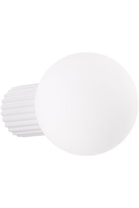 Sollux Halo SL.1707 wit geribbelde wandlamp met wit bolvormig glazen kap
