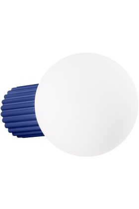 Sollux Halo SL.1737 marine blauw geribbelde wandlamp met wit bolvormig glazen kap